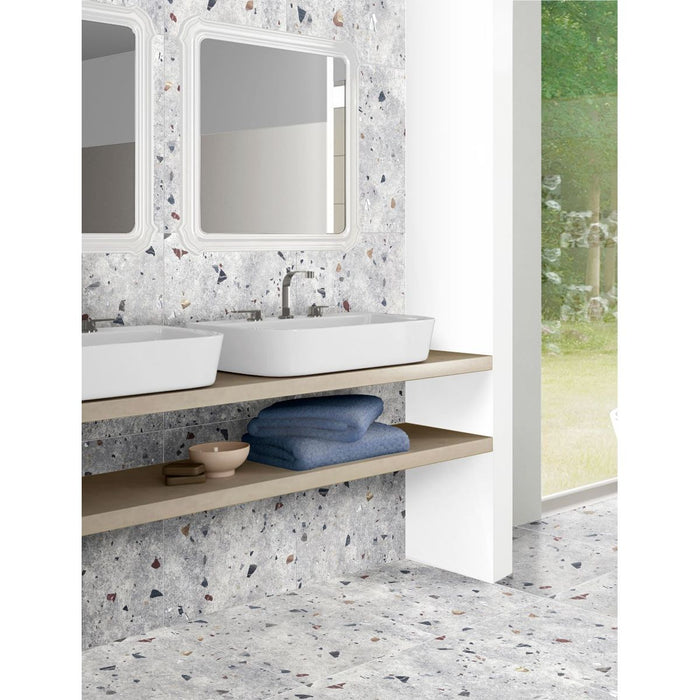 Tulsa Silver Terrazzo Square Wall & Floor Tiles 66cm x 66cm