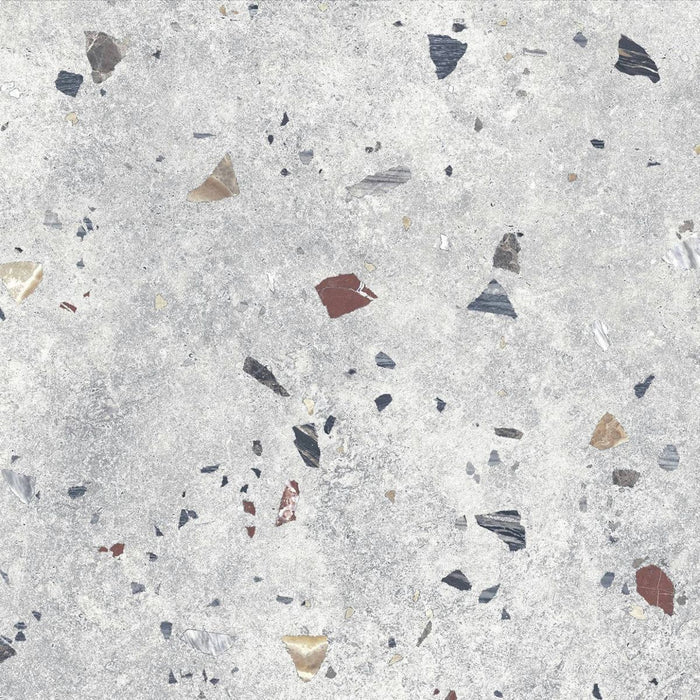 Tulsa Silver Terrazzo Square Wall & Floor Tiles 66cm x 66cm CUT TILE SAMPLE