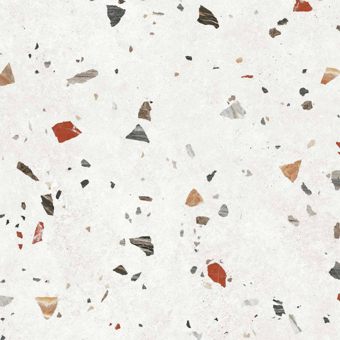 Tulsa White Terrazzo Square Wall & Floor Tiles 66cm x 66cm CUT TILE SAMPLE