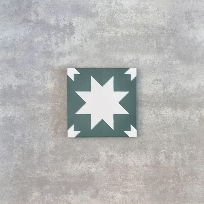 Kenitra Green Star 20cm x 20cm FULL TILE SAMPLE