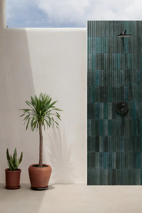 Mizu Tiles | Blue Tile | Fluted Decor | 6cm x 24cm | Porcelain