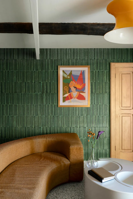 Mizu Tiles | Green Tiles | Fluted Decor | 6cm x 24cm | Porcelain