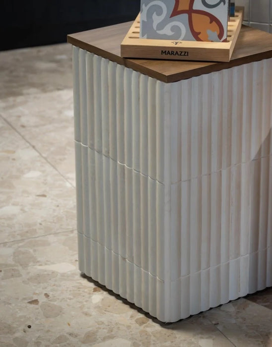 Mizu Antique Tile | White Tile | Fluted Decor | 6cm x 24cm