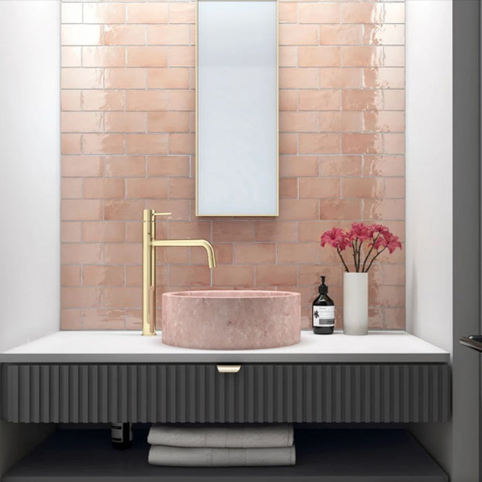 Normandie Blush Pink Rustic Effect Gloss Wall Tiles 7.5cm x 15cm