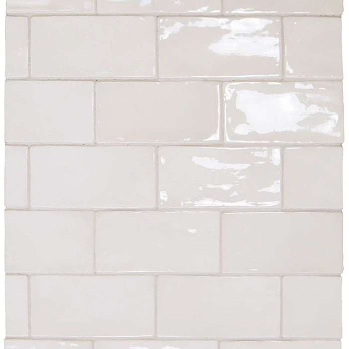 Normandie White Rustic Effect Gloss Wall Tiles 7.5cm x 15cm