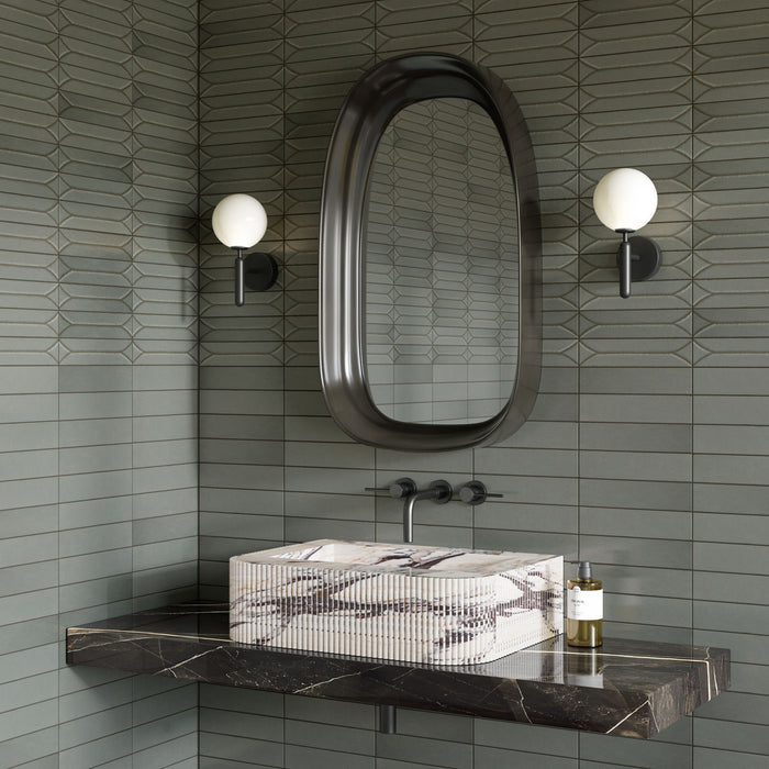 Kutani Decor Lichen Green Porcelain Wall Tiles 9.1cm x 37.5cm