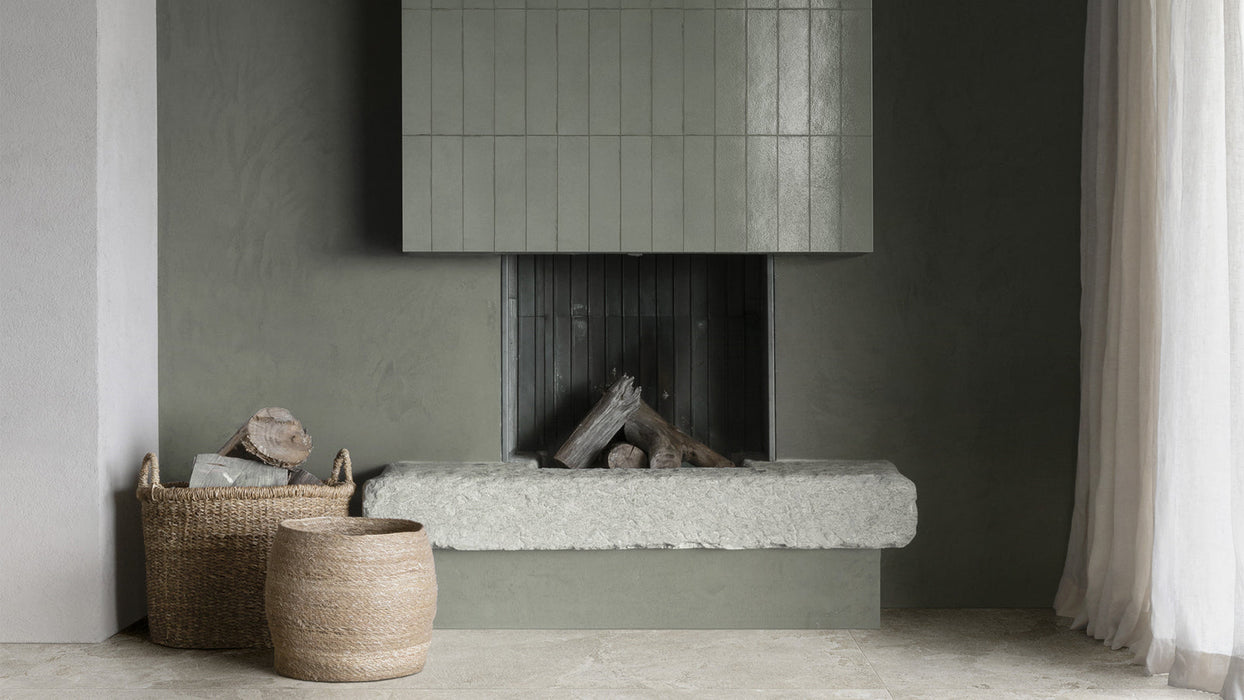 Kutani Lichen Green Porcelain Wall Tiles & Floor Tiles 9.1cm x 37.5cm