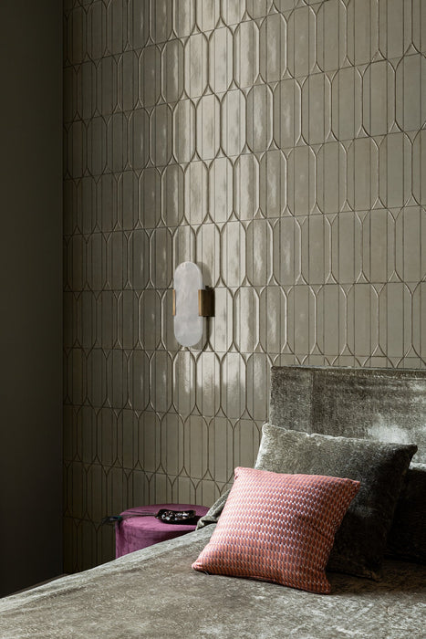 Kutani Decor Lichen Green Porcelain Wall Tiles 9.1cm x 37.5cm