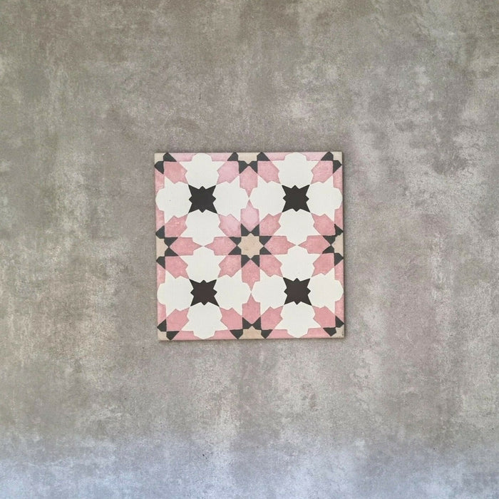 Mamounia Rose Tile | Pink | Moroccan Tiles | Wall & Floor Tiles | 20cm x 20cm