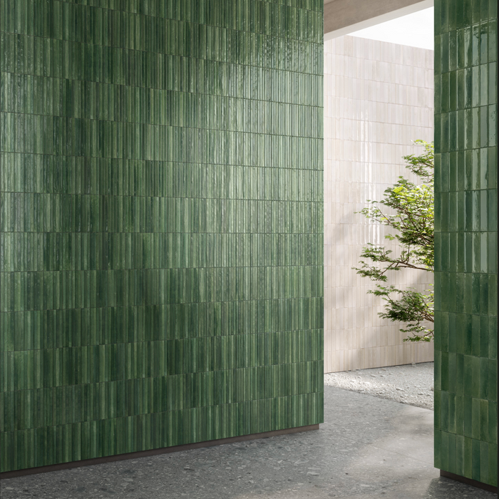 Mizu Tiles | Green Tiles | Fluted Decor | 6cm x 24cm | Porcelain