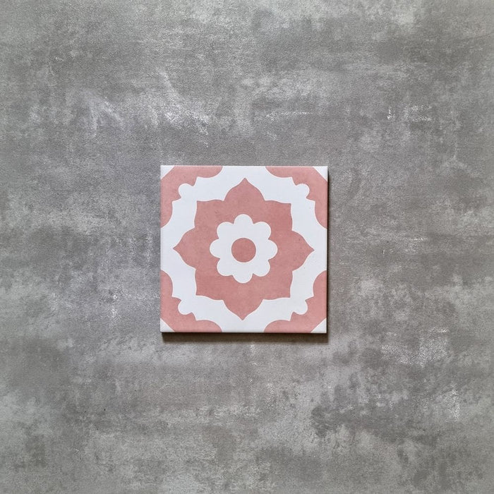 Holland Park San Rosa Pink Victorian pattern tile 20cm x 20cm