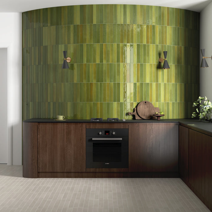 Belem Olive Green | Porcelain | Artisanal Wall Tiles | 5cm x 30cm