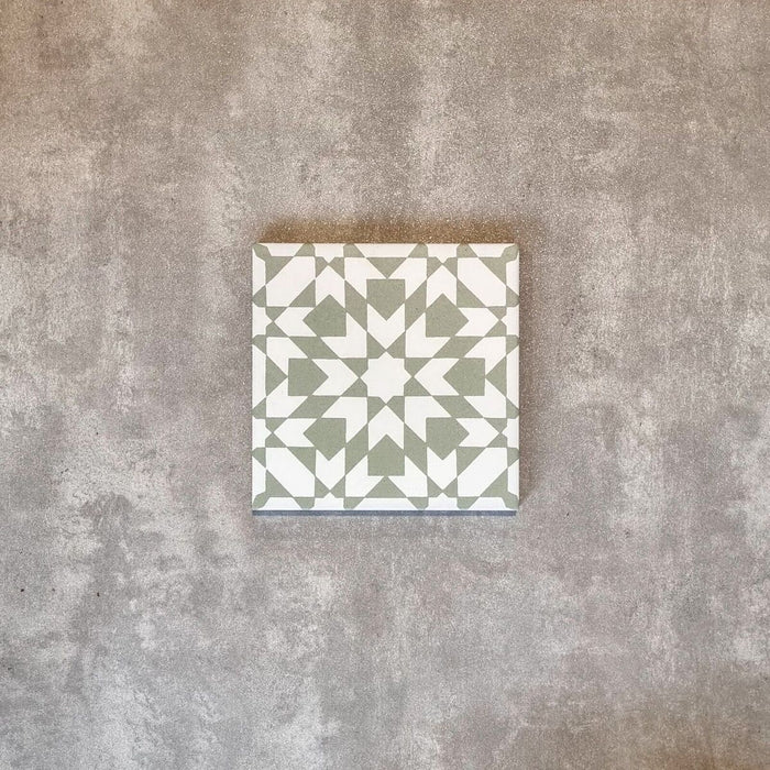 Taksim Sage Green Moroccan Wall & Floor Anti Slip Tiles 20cm x 20cm FULL TILE SAMPLE