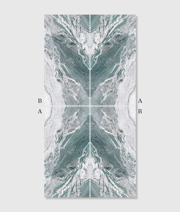 Pacific Aqua Green Marble Book Matched A and B 60cm x 120cm