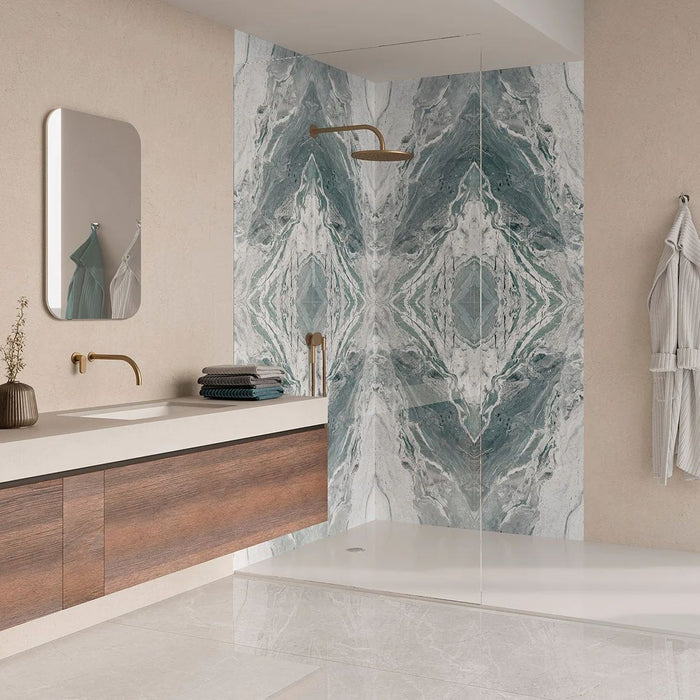 Pacific Aqua Green Marble Book Matched A and B 60cm x 120cm