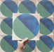 Video showcasing the Geometry Ocean 20x20cm geometric patterned tile, highlighting its blue and green semicircle design, sand and white corner details, and how the pattern connects when multiple tiles are laid together.