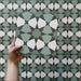 Video showcasing Agraba Verde 20x20cm Moroccan floor and wall tiles, featuring a green and white geometric star pattern with a handcrafted, traditional look perfect for kitchens and bathrooms.