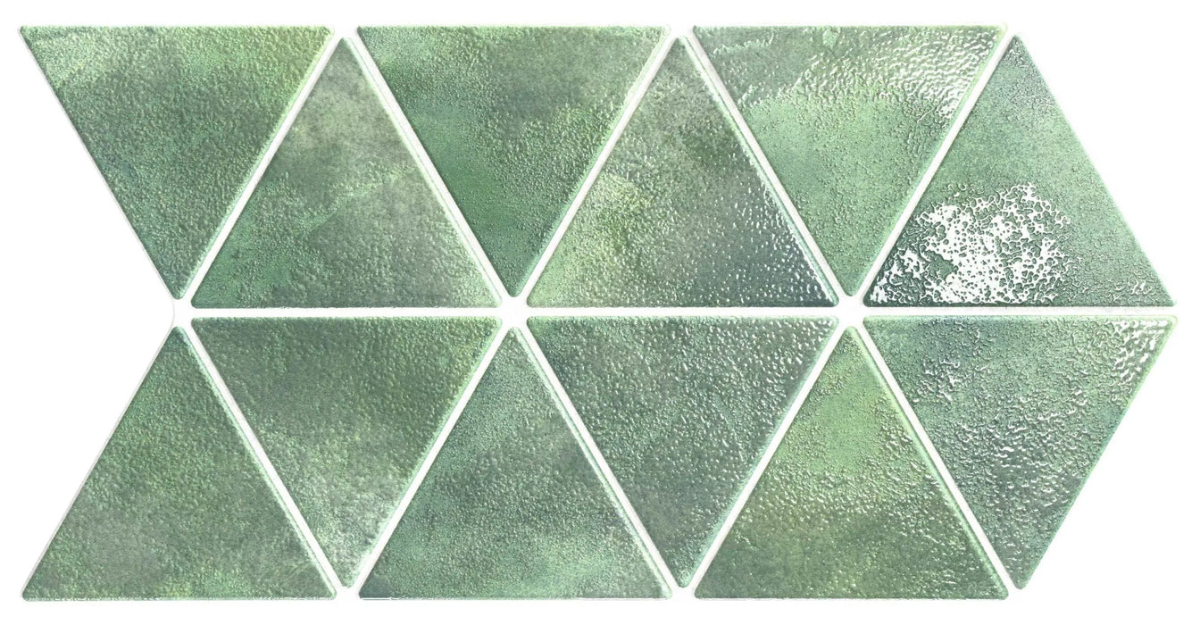 CUT TILE SAMPLE Palms Lustre Glaze | Triangle Jungle Green | Porcelain Wall and Floor Tile