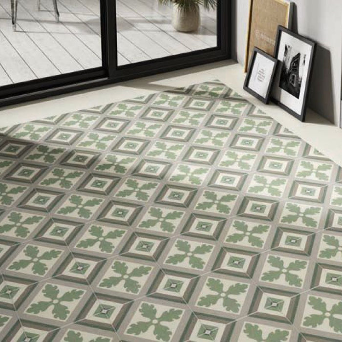 Savoy Victorian Tropez Green Porcelain Wall & Floor Tile 25cm x 25cm