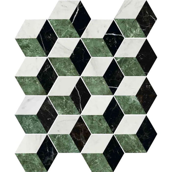 Roman Marble Green Blend Decor Hexagon 15cm x 17.3cm