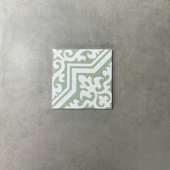 Europa Trondheim Sage Green Patterned Tile  20cm x 20cm