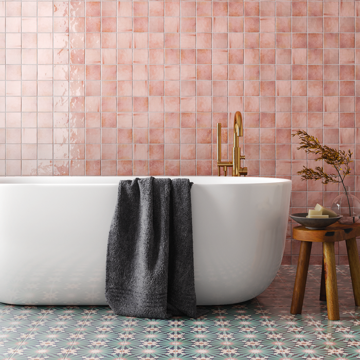 Beijing Rose Pink Square | Wall Tile | Moroccan Style | 10cm x 10cm