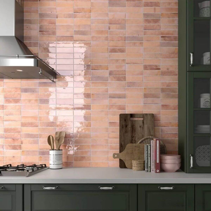 Beijing Brick Pink Moroccan Wall Tiles 5.1cm x 16.1cm FULL TILE SAMPLE