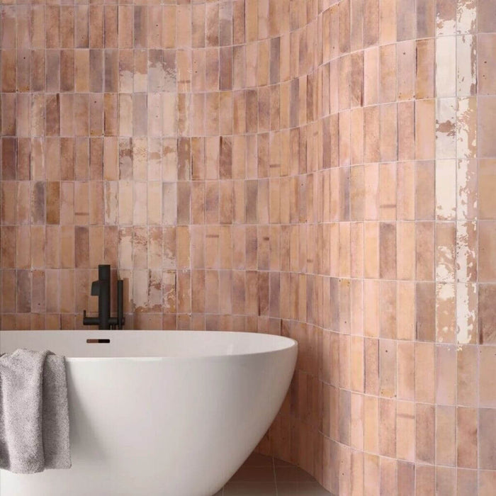 Beijing Brick Pink Moroccan Wall Tiles 5.1cm x 16.1cm FULL TILE SAMPLE