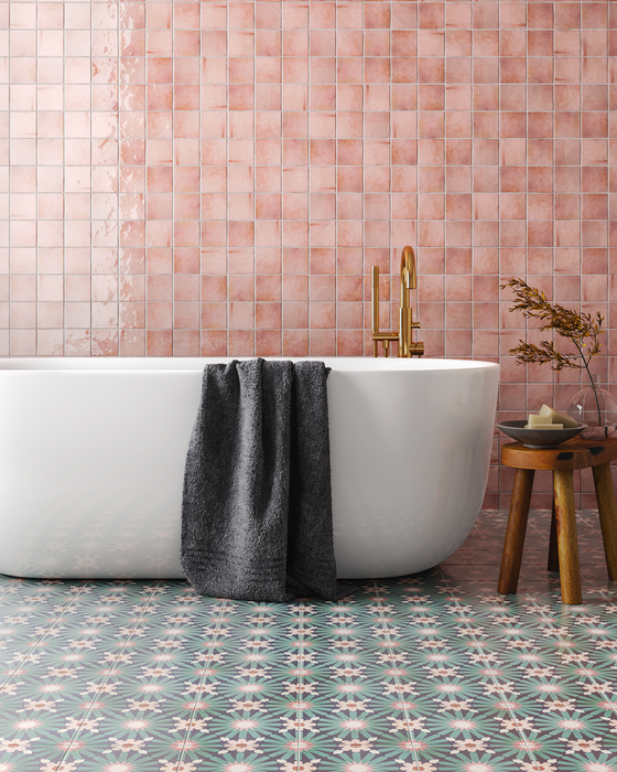 Beijing Rose Pink Square | Wall Tile | Moroccan Style | 10cm x 10cm