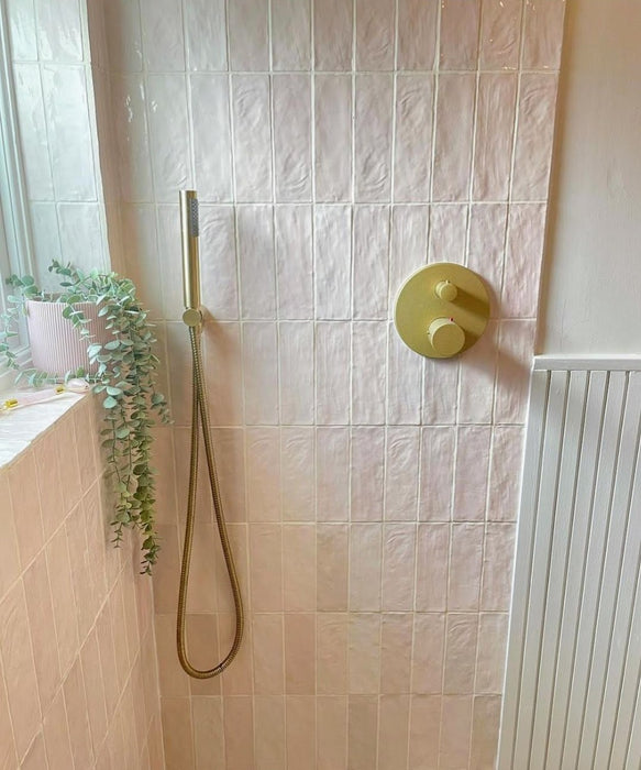 Zellij Brick Tile | Pink Mist | Moroccan Handmade Style Tile | 6.5cm x 20cm FULL TILE SAMPLE