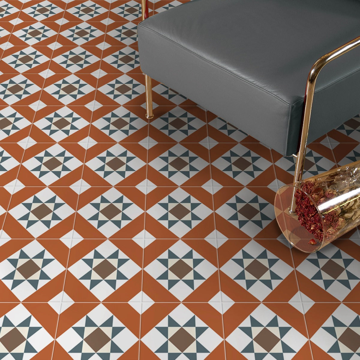 Parsons Terracotta Victorian Geometric Pattern Wall Floor Tiles ...