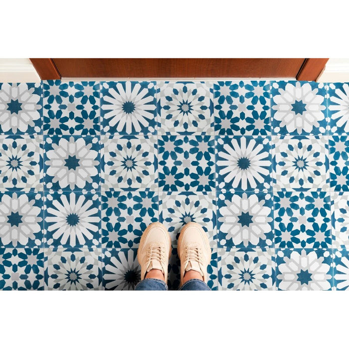 Soukaina Blue D Pattern Moroccan Wall & Floor Tiles 20 x 20cm