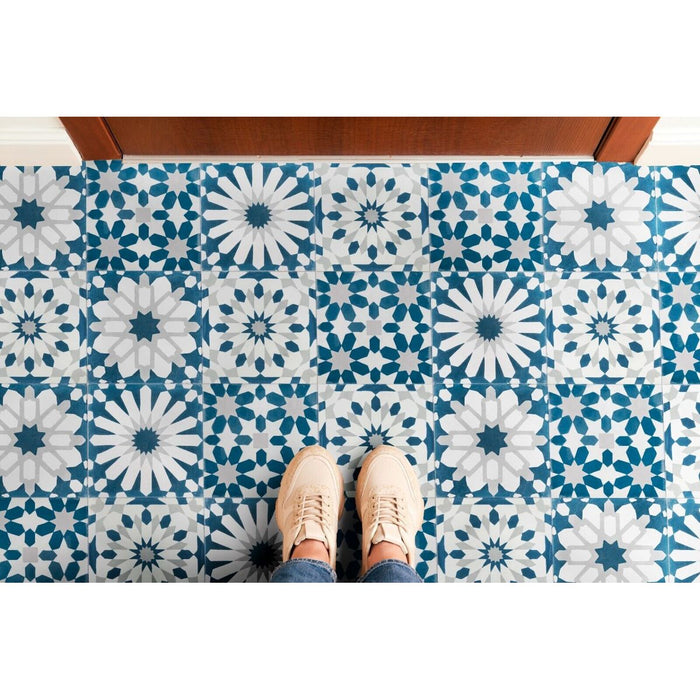 Soukaina Blue C Pattern Moroccan Wall & Floor Tiles 20 x 20cm