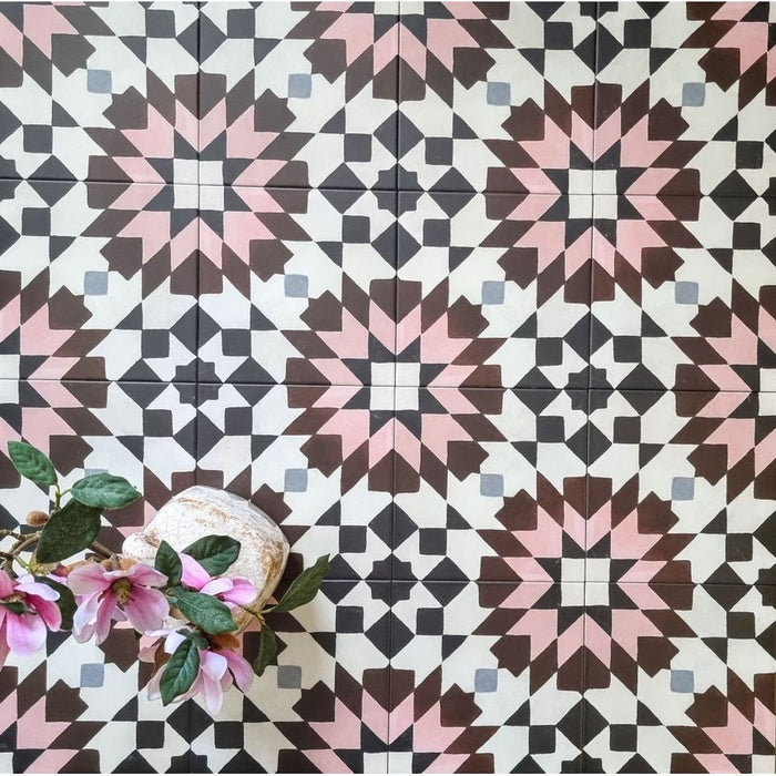 Mexico City Rose Porcelain Moroccan Wall And Floor Tile 20cm X 20cm FULL TILE SAMPLE