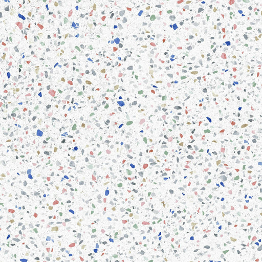 Single Confetti Tutti Frutti 66×66cm terrazzo-style porcelain tile featuring colourful multitone chips on a white base, shown in a full-surface view to display pattern and texture.