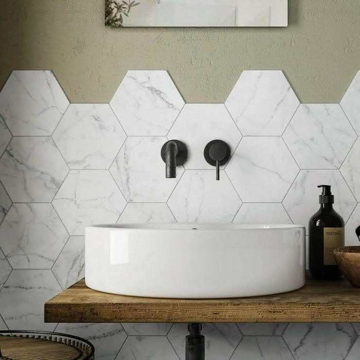 Hampstead Tile | Marble Tile| Hexagon Tile | Porcelain | Wall & Floor Tiles | 17.5cm 20cm