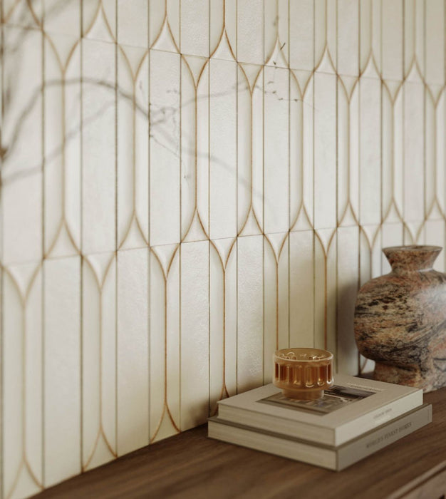 Kutani Decor Vanilla Porcelain Wall Tiles 9.1cm x 37.5cm