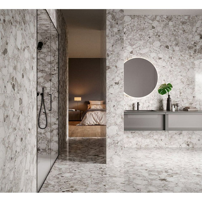 Venetian Polished Grey | Terrazzo Tile | 60cm x 120cm