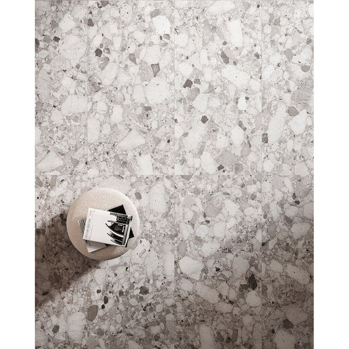 Venetian Polished Grey | Terrazzo Tile | 60cm x 120cm CUT TILE SAMPLE