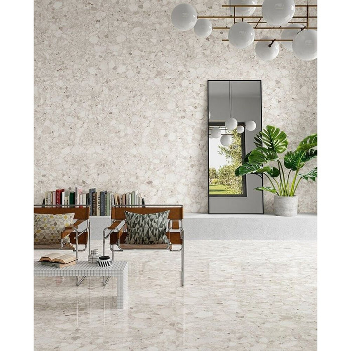 Venetian Ivory | Terrazzo Tile | Matt Finish | 60cm x 120cm CUT TILE SAMPLE