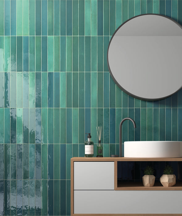 Belem Verde Green | Porcelain | Artisanal Wall Tiles| 5cm x 30cm