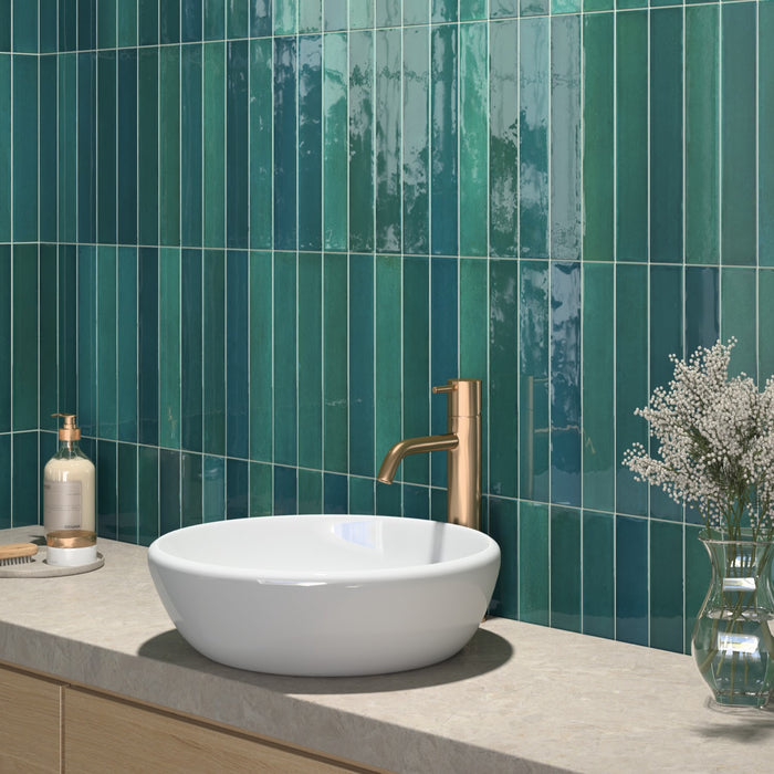 Belem Verde Green | Porcelain | Artisanal Wall Tiles| 5cm x 30cm