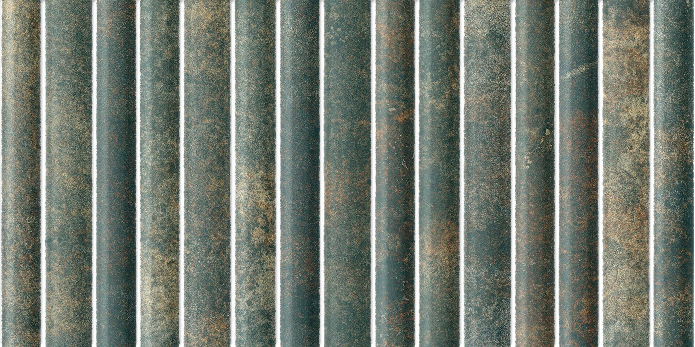 FULL TILE SAMPLE Nancy Verde Fluted Stone Wall Tile | 15cm x 30cm