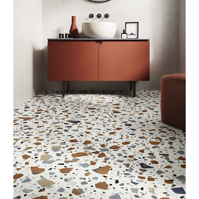 Veneto Maxi Decor White Terrazzo Concrete style Porcelain wall and floor tiles CUT TILE SAMPLE