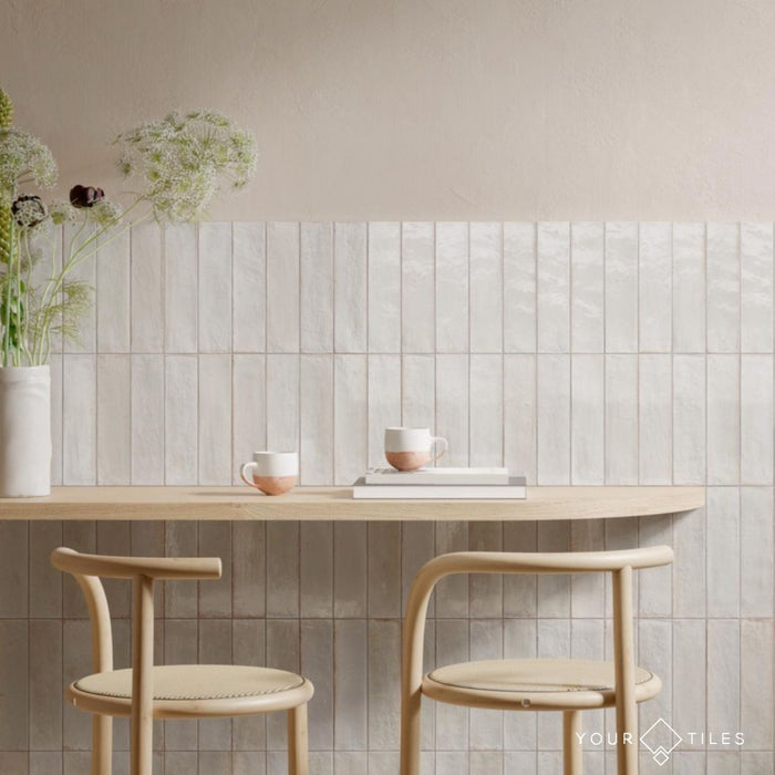 Mizu Antique Tile | White Tile | Wall & Floor Tiles | 6cm x 24cm  FULL TILE SAMPLE