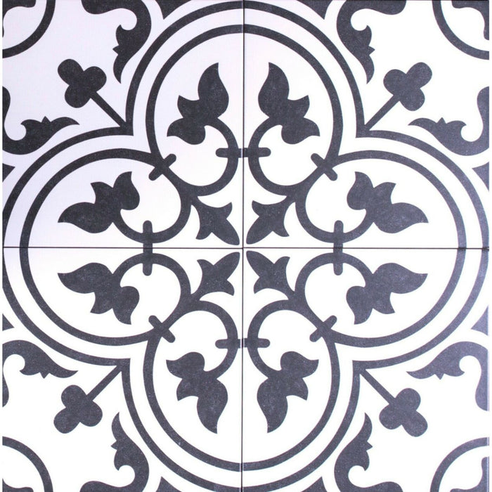 Paris Vintage White  Moroccan Victorian Outdoor Tiles 25cm x 25cm