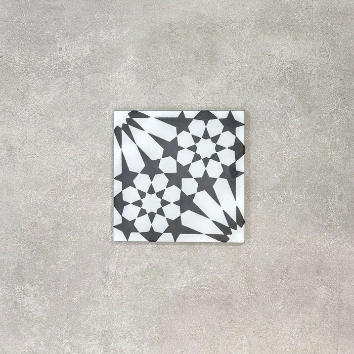 Fizaan Winter Black & White Moroccan  20cm x 20cm FULL TILE SAMPLE