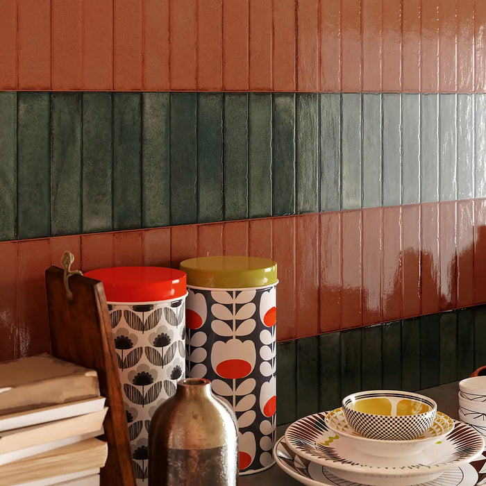 Play Forest green Brick Rectified | Wall & Floor Tiles | 5cm x 20cm