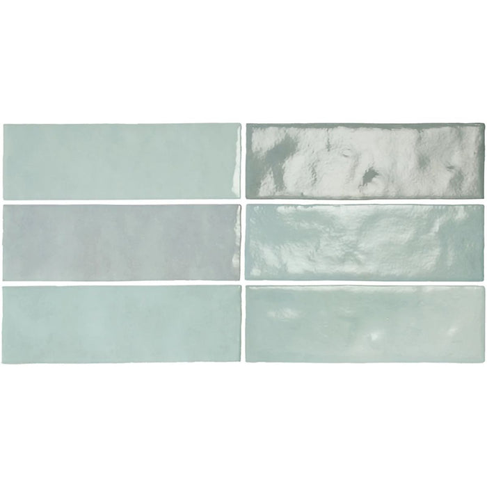 Zellij Brick Tile | Aqua Blue | Moroccan Handmade Tile Style | 6.5cm x 20cm FULL TILE SAMPLE