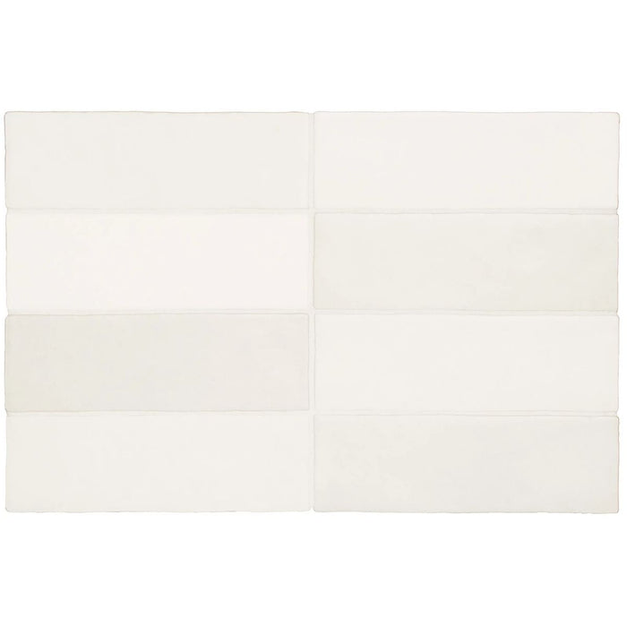 Zellij Brick Chalk White Matt Moroccan Wall Tiles 6.5cm x 20cm